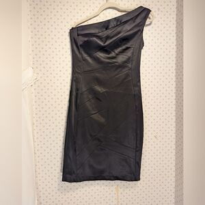 🖤 JAX Dress Black One shoulder, Thick  fabric satin 8 fitted Prom Evening